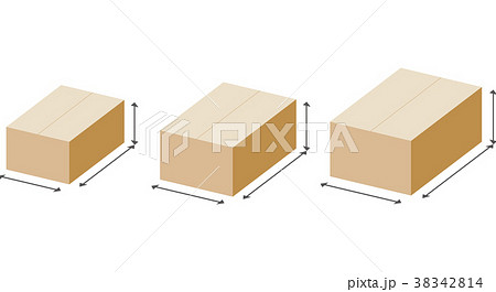 ダンボール箱の外寸のイラスト素材