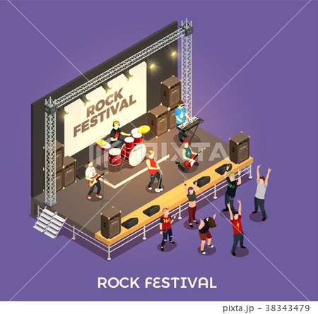 Rock Festival Isometric Composition 38343479