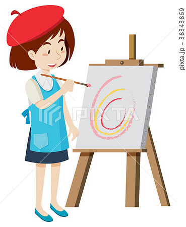 Artist Painting On Canvasのイラスト素材