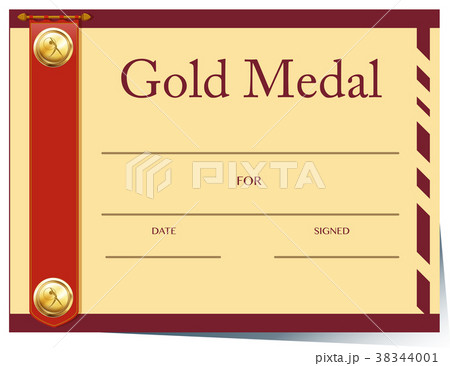 Certificate template for gold medal on paper 38344001