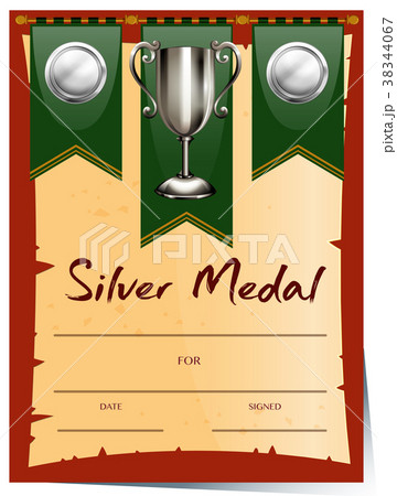 Certificate template with silver medal Certificate template with silver medal 38344067
