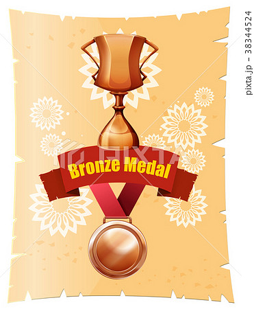 Bronze medal and trophy on poster 38344524