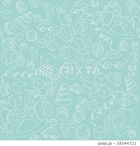 Kids toys silhouette seamless pattern 38344721