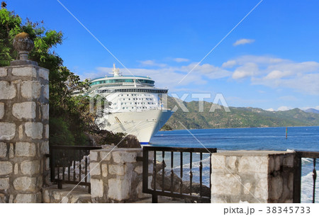 Luxury Cruise Ship in Port on sunny day Luxury Cruise Ship in Port on sunny day 38345733