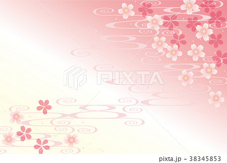 和柄素材 桜と流水模様のイラスト素材