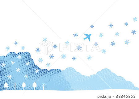 素材-空と飛行機（冬1） 38345855