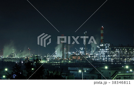 鹿島臨海工業地帯の工場夜景 鹿島臨海工業地帯の工場夜景 38346811