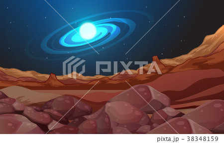 Space background with brown land 38348159