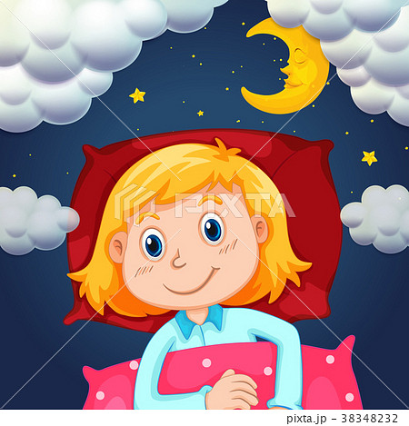 Little girl sleeping at night time Little girl sleeping at night time 38348232