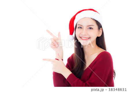 Portrait beautiful asian young woman pointing Portrait beautiful asian young woman pointing 38348631