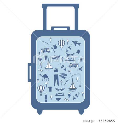 colorful suitcase with different pictures on the 38350855