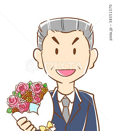 花束を抱えた男性のイラスト素材