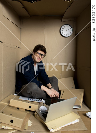 Disappointed manager is feeling tiredness at his 38353470