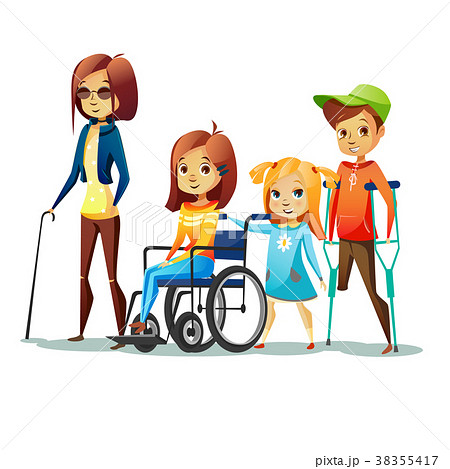 Handicapped Children Vector Illustration Ofのイラスト素材