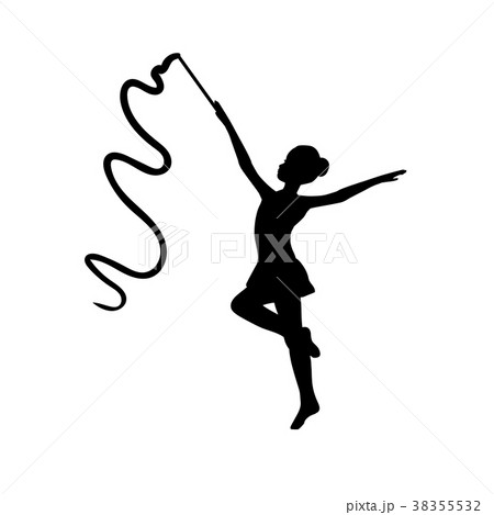 Girl Gymnastic Sport Silhouette Sportswoman Ribbonのイラスト素材