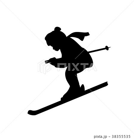 Silhouette Girl Winter Sport Skiのイラスト素材