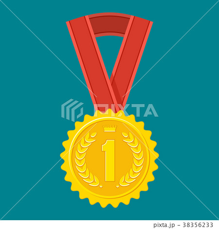 golden medal on blue 38356233