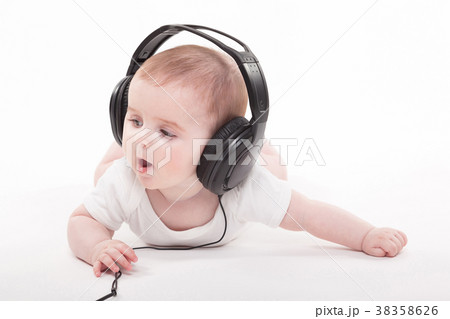 charming baby on a white background with charming baby on a white background with 38358626