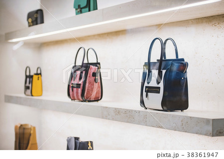 Women luxury handbags in a store in Milan Women luxury handbags in a store in Milan 38361947