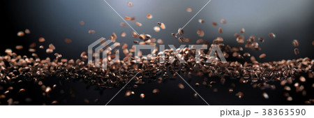 3d of realistic falling coffee beans 3d of realistic falling coffee beans 38363590