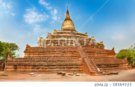 Shwesandaw pagoda in Bagan. Myanmar. Panorama 38364333