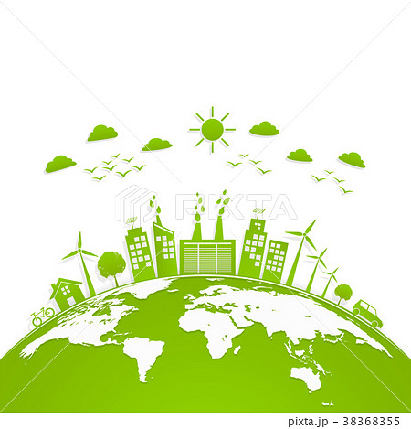 Ecology concept with green city on earth 38368355