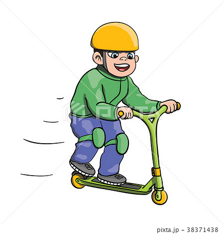 Teenager on kick scooter at roller park 38371438