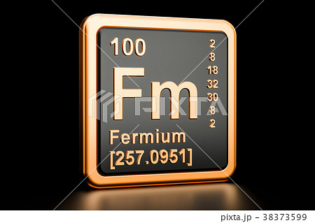 Fermium Fm chemical element. 3D rendering Fermium Fm chemical element. 3D rendering 38373599