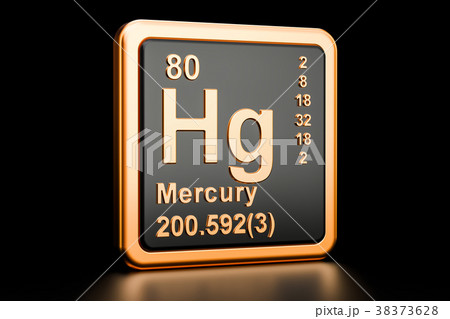 Mercury Hg chemical element. 3D rendering Mercury Hg chemical element. 3D rendering 38373628
