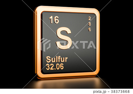 Sulfur S chemical element. 3D rendering 38373668