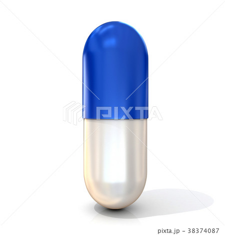 blue oblong capsule