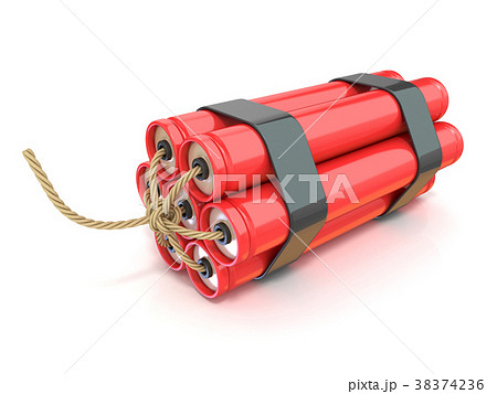 Red dynamite sticks - TNT with wick. 3D Red dynamite sticks - TNT with wick. 3D 38374236