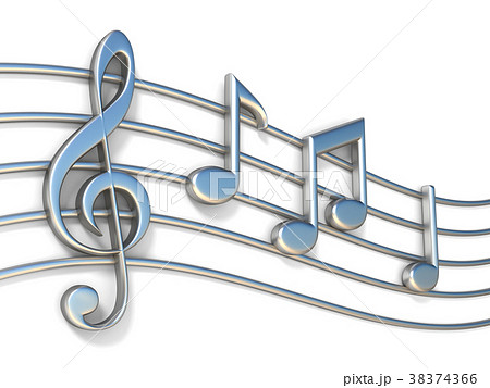 Music notes on staff lines 3D 38374366