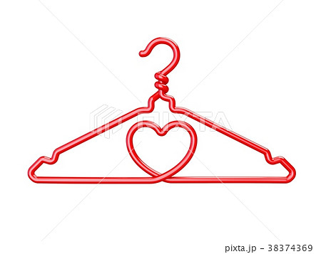 Red wire clothes hangers heart shaped 3D 38374369