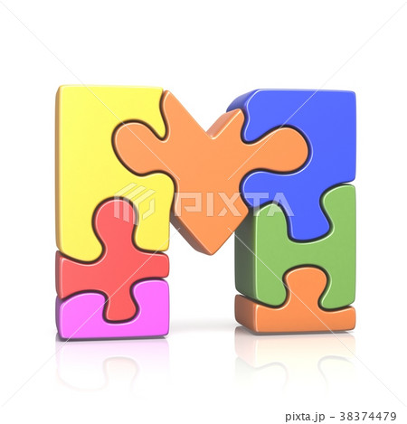 Puzzle jigsaw letter M 3D Puzzle jigsaw letter M 3D 38374479