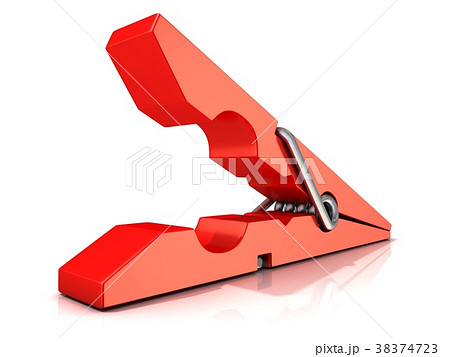 Red plastic clothes pin. Opened Red plastic clothes pin. Opened 38374723