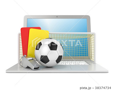 Football concept Penalty card and metal whistle Football concept Penalty card and metal whistle 38374734