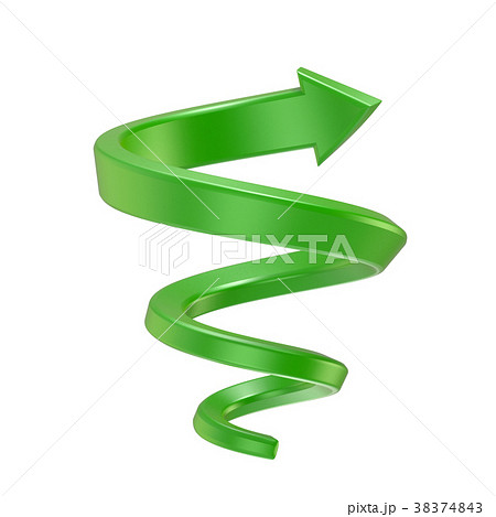 Green Spiral Arrow Side View 3dのイラスト素材