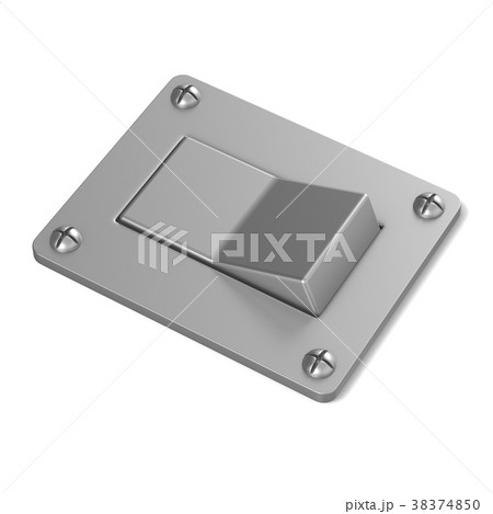 Blank, silver, power switch button. Angled view 3D 38374850