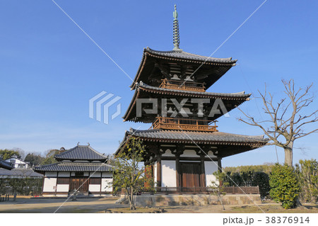 【法起寺】 奈良県生駒郡斑鳩町大字岡本 【法起寺】 奈良県生駒郡斑鳩町大字岡本 38376914
