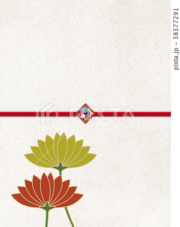 和紙の風合いを感じるイラスト（水引、菊の花） 38377291