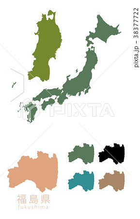 日本地図 都道府県 福島のイラスト素材