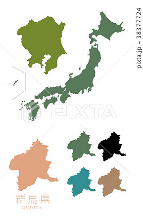 日本地図 都道府県 群馬のイラスト素材