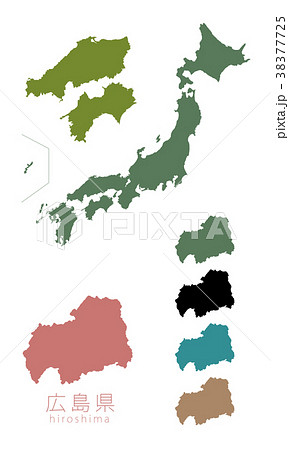 日本地図 都道府県 広島のイラスト素材