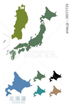 日本地図 都道府県 北海道のイラスト素材