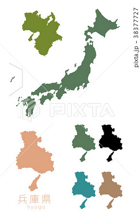 日本地図 都道府県 兵庫のイラスト素材