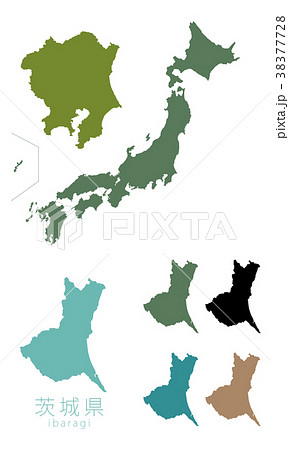 日本地図 都道府県 茨城のイラスト素材