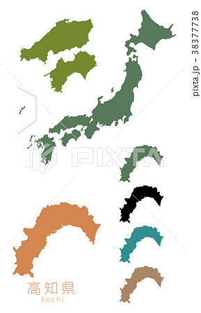 日本地図 都道府県 高知のイラスト素材