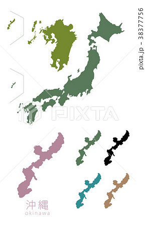 日本地図 都道府県 沖縄のイラスト素材