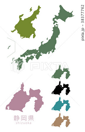 日本地図 都道府県 静岡のイラスト素材